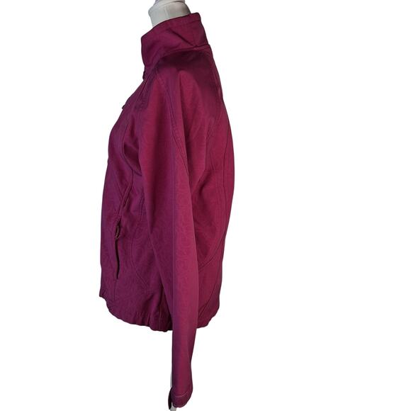 Sporty Berry Pink Double Diamond Skiing Jacket Size M Adjustable Cuffs Mock Neck - Picture 3 of 14
